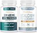 Calcio D-Glucarate & 400mg DIM Suplemento para la hormona de estrógeno mejorado equilibrio Silencio Vegan Gluten libre CDG Suplemento (90 Servings) con fuerza adicional DIM (90 Servings)