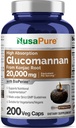 NusaPure Glucomannan 20.000 mg por Servir 200 VCaps (20:1 Extracto, BioPerine Non-GMO, Vegan) Konjac Root