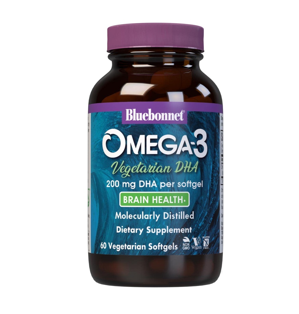 BlueBonnet Natural Omega-3 Vegetariano DHA Vegetarian Softgels, 200 mg, 60 Cuenta ('743715009097)