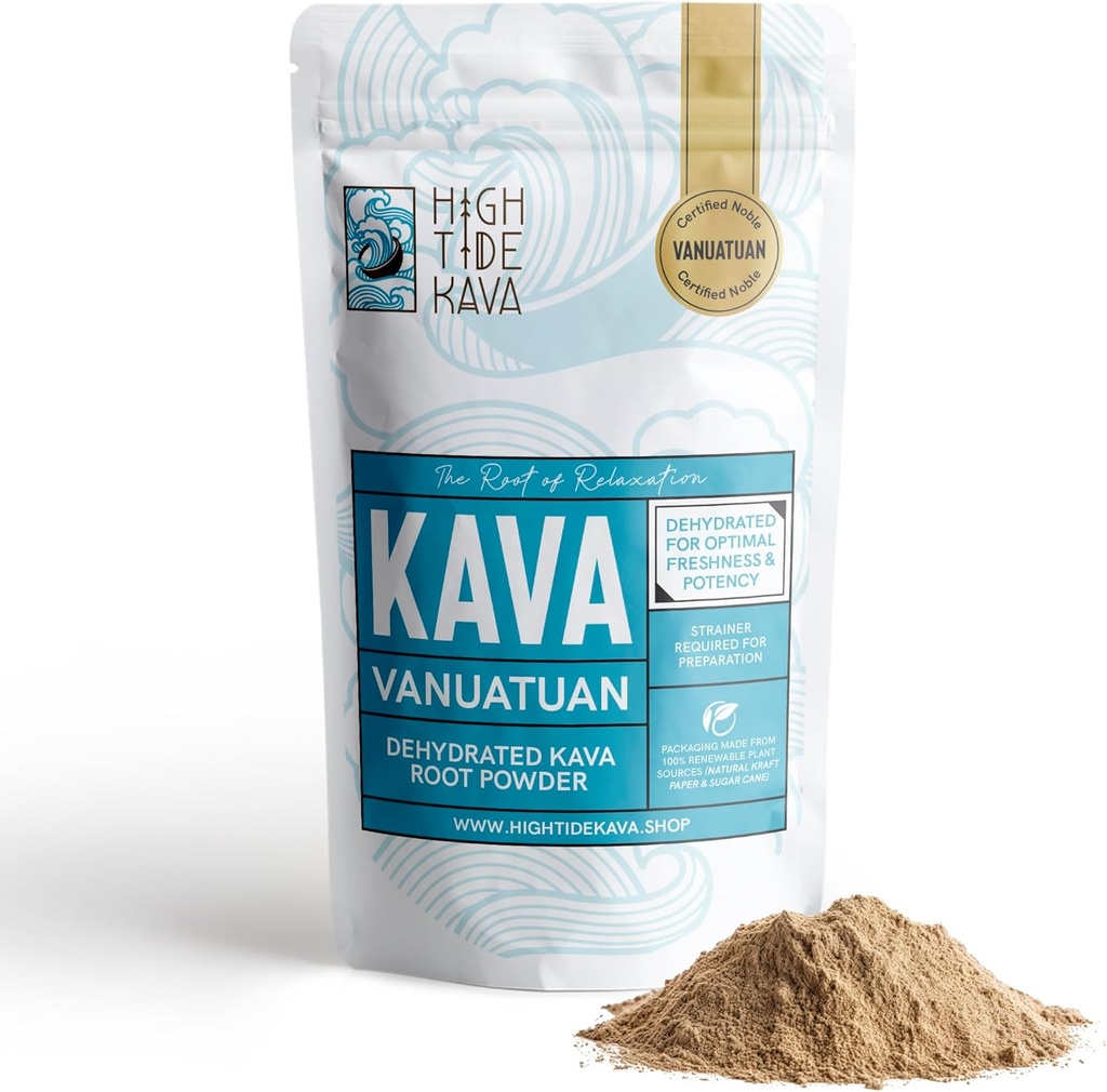 Vanuatu Kava Root Powder 16oz – Noble Blend for Stress Relief, Sleep & Relaxation TEN Gluten " Calorie Free TEN Eco-Friendly Plant-Based Packaging (16 oz)