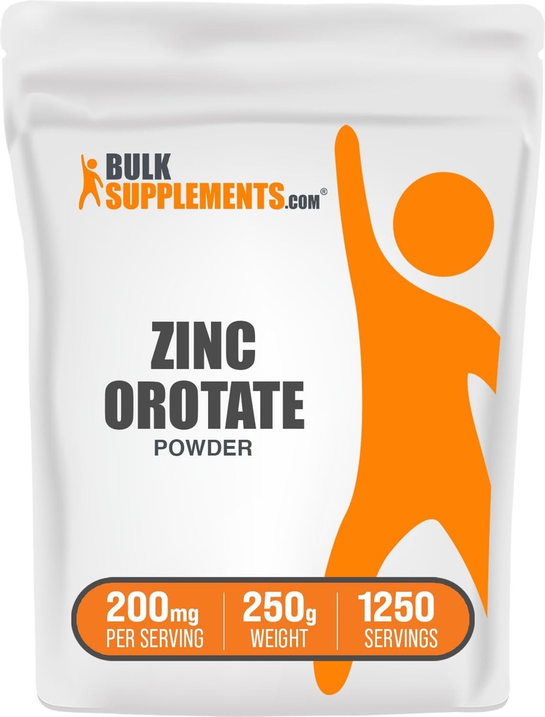 [BRSWGYDYOEIQGGQV] BulkSupplements.com Zinc Orotate Powder - Zinc Minerals Suplemento, para Immune Support - Gluten Free, 200mg por Serving, 250g (8.8 oz) (Pack of 1)