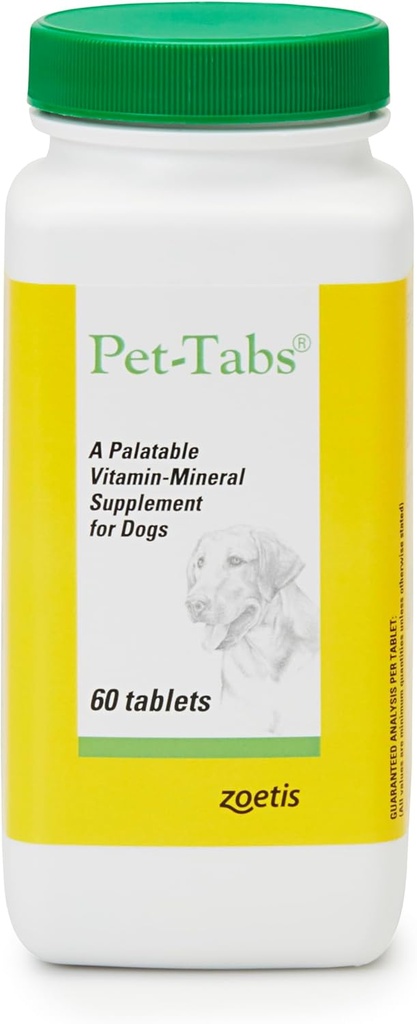 Pet-Tabs Multivitamina y Suplemento Mineral para Perros, Tablet Chewable, 60 Conde Botella