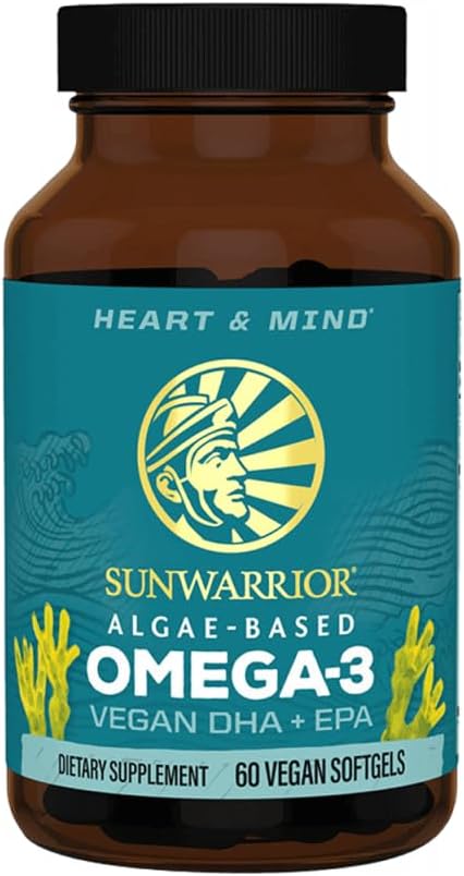 Sunwarrior Vegan Omega 3 DHA & EPA Suplemento Algal Oil Preferente Alternativa a Fish Oil Supports Brain Eye Joint " Heart Health (60 Count)