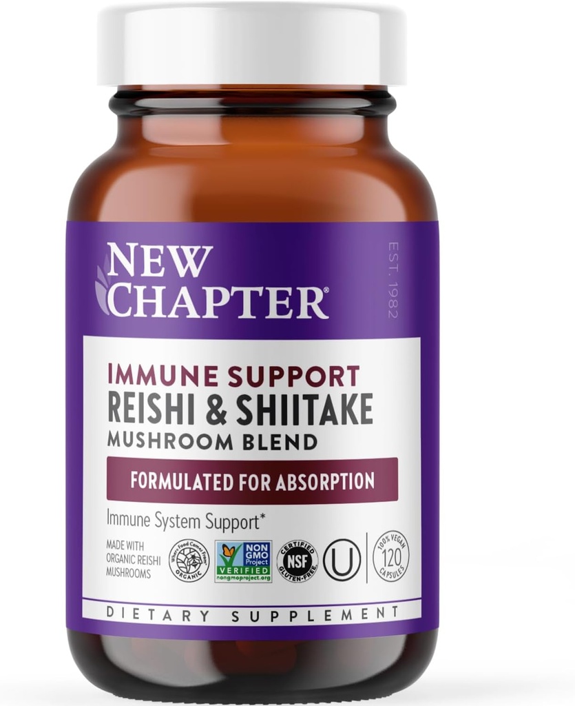 Nuevo Capítulo Apoyo Inmunitario LifeShield Apoyo Inmunitario con Reishi orgánico Vegan + No GMO Ingredientes - 120 Cuenta (Pack of 1)