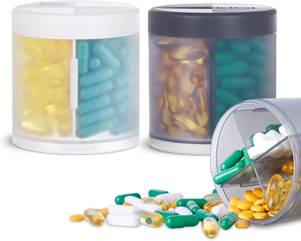 2 Pack KIGI Gran capacidad Organizador de Medicina Botellas con 4 Compartimientos