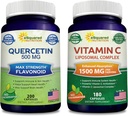 aSquared Nutrition Bundle for Quercetin 500mg & Vitamina C Liposomal Complex 1500mg - Immune Support