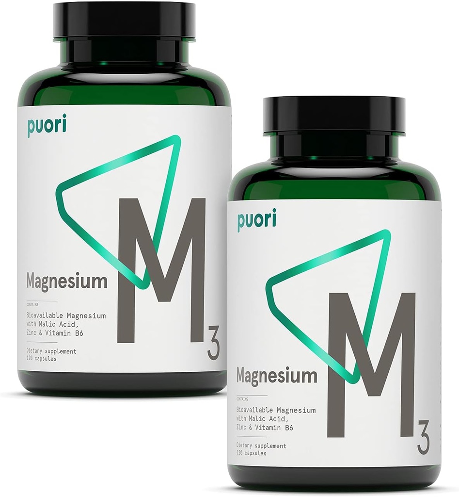 Suplemento de Zinc de Magnesio Orgánico Puori - 300mg - 240 cápsulas Vegan - Complejo M3 de alta absorción para el sueño, apoyo inmunitario, energía, recuperación muscular, relajación de las piernas - zinc & vitamina B6