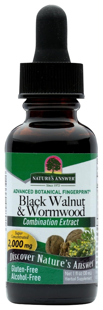 NaturalezasRespuestas Nuece Negra y Wormwood 1 oz 30mL 200mg. Extracto, Líquido, promote la digestión,Vegeta Glicerina y Agua Purificada