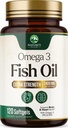 Omega 3 Fish Oil 2400 mg Suplemento, Fuente sostenible, Triple Fuerza Omega-3 Suplemento Softgels, Apoyo a la Salud del Cerebro, EPA & DHA Fish Oil Fatty Acids Suplementos, Gluten & GMO Gratis, 120 Softgels