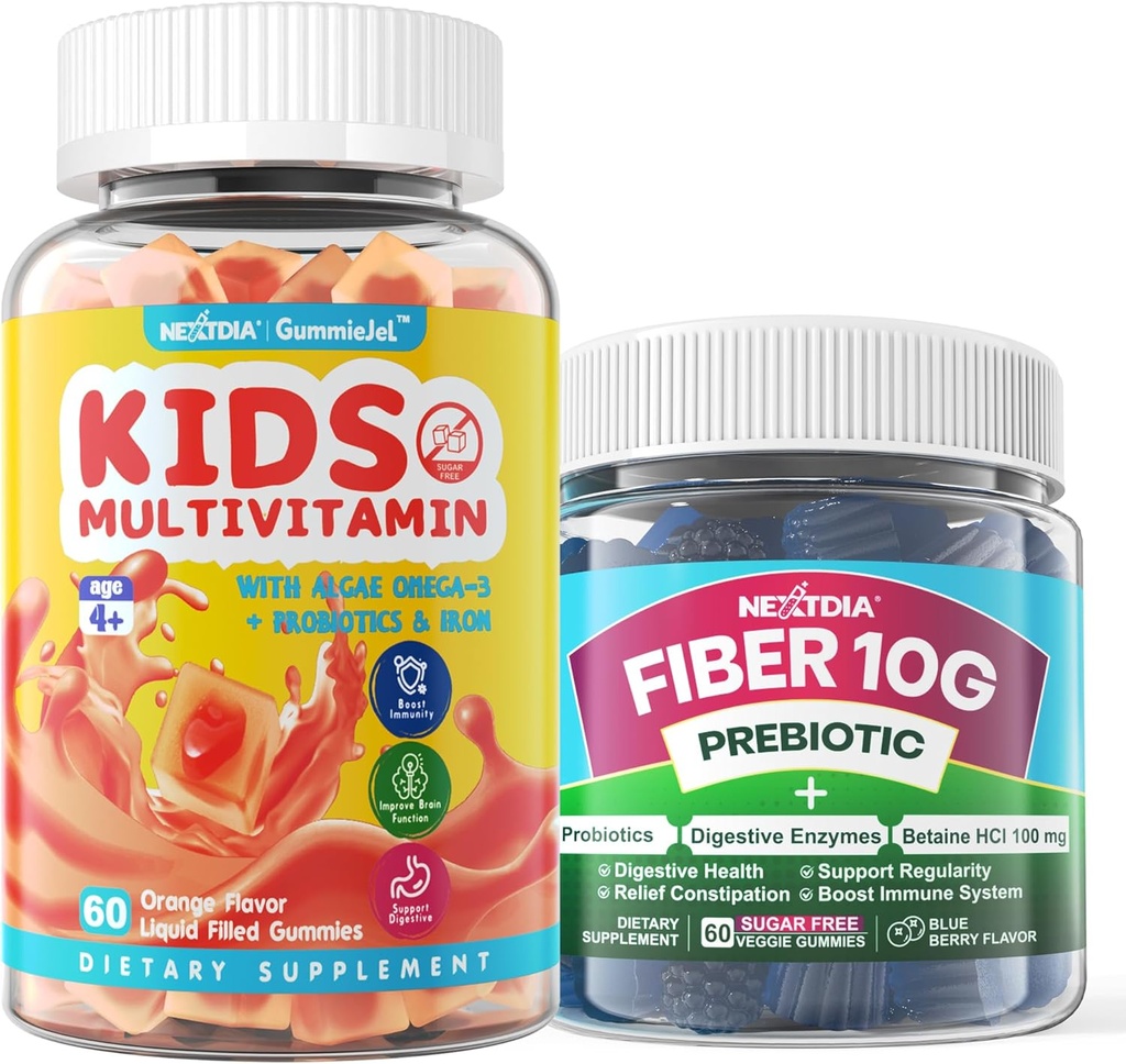 Gummeis multivitamínico para niños + Gummeis de fibra para adultos