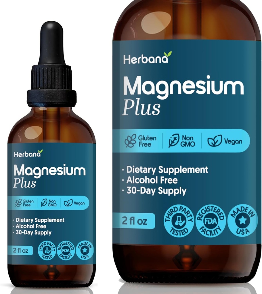 Complejo de Magnesio Plus 2 fl oz Liquid Drops - Citrate de Magnesio Avanzado, Glycinate, L-threonate with Vitamins B6, D, C Supplement - High Potency 100% Absorption - 30-Day Supply