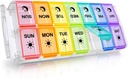 Pill Organizer 2 veces al día, Fullicon Quick Fill Large Weekly AM PM Pill Box, Medicine Organizer 7 Días, Daily Pill Cases - Rainbow (Patent Registered)