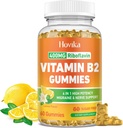 Vitamina B2 Gummies Riboflavin 400mg Suplemento para Hombres & Mujeres - Magnesio puro, Ashwagandha, CoQ10, Omega 3, Vitamina B12 - Alivio de Migraña & Energía, Sistema Nervioso Apoyo - Azúcar Gratis, 60 Conde