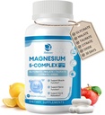 Suplemento Complejo de Magnesio 5-en-1 con vitaminas & extractos herbarios, 30 días de suministro con magnesio Glycinate Citrato Malate Taurate Oxido para el músculo de la energía del hueso calma equilibrio del cortisol, Vegan