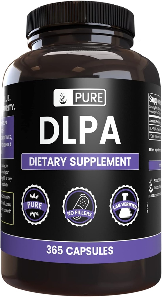 Ingredientes originales puros DL-Phenylalanine DLPA (365 capsules) No hay magnesio o rifles de arroz, siempre puros, Lab Verified