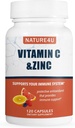 Vitamina C 1000mg con Zinc, Rosa HIPS y Citrus Bioflavonoides, Apoyo Inmunitario Suplemento Antioxidantes Protección, 120 cápsulas