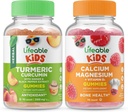 Tema vital Curcumin Kids + magnesio de calcio Niños, Gummies Bundle - Gran Tasting, Suplemento de vitaminas, Gluten Gratis, GMO Gratis, Chewable Gummy