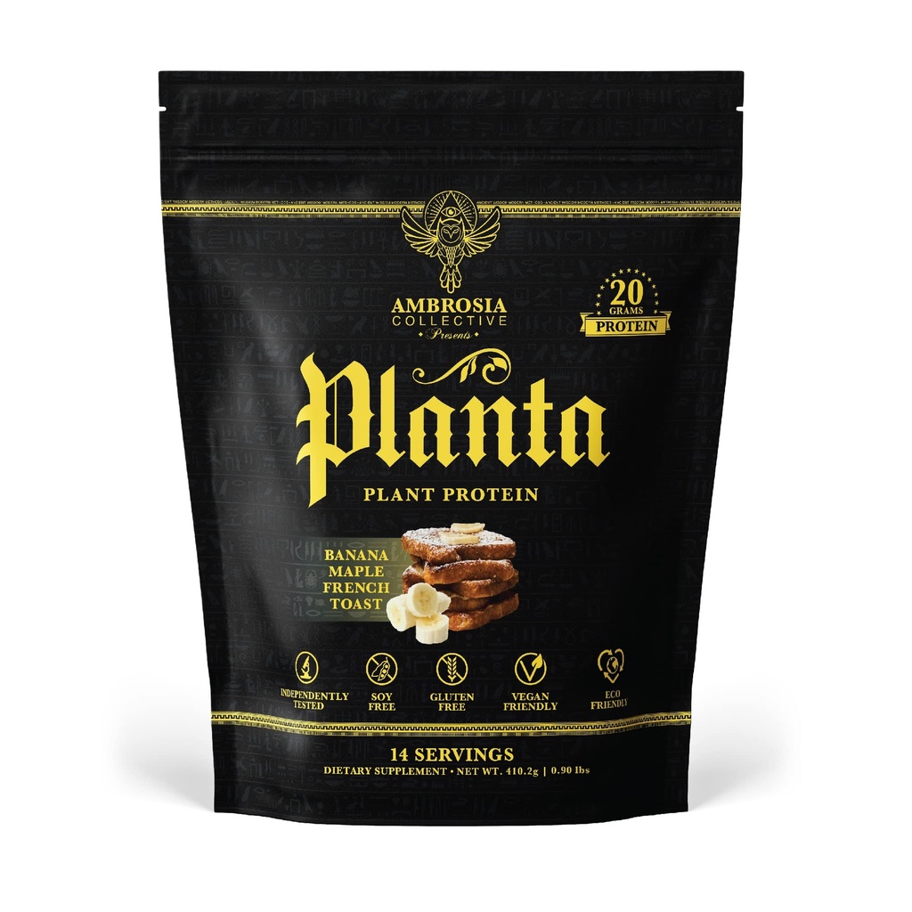 Ambrosia Planta - Premium Plant-Based Protein ¦ Vegan & Keto Friendly ¦ Gourmet Flavors with No Bloating or Stomach Upset TEN No Añadido Sugar TEN 14 Servings TEN (Banana Maple)