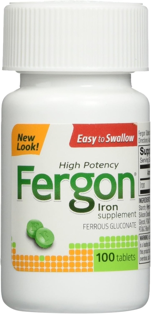 Fergon High Potency Iron Suplemento Tablets, 100 Cuenta