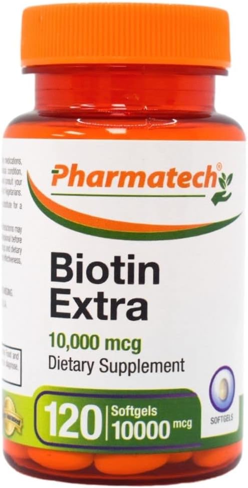 Vitamina Biotina para el Crecimiento del Pelo, Biotina 10000mcg, mejora la calidad de la piel y las uñas, vitamina B7, Suplemento para las mujeres, sin gluten, 120 Softgels