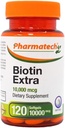 Vitamina Biotina para el Crecimiento del Pelo, Biotina 10000mcg, mejora la calidad de la piel y las uñas, vitamina B7, Suplemento para las mujeres, sin gluten, 120 Softgels