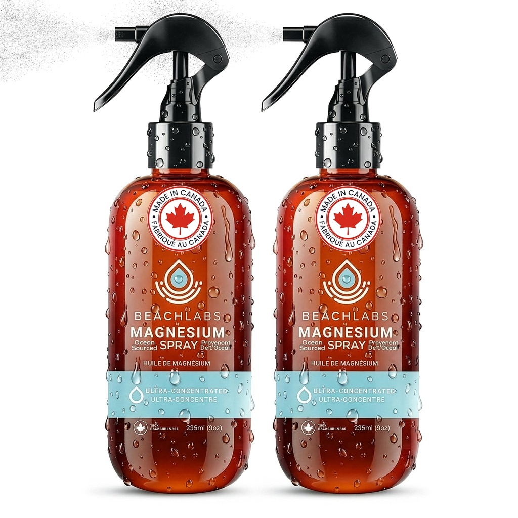 Espray de magnesio (2-Pack) - Ocean Sourced &amp; 100% Canadian Made ← Espray de magnesio para pies y cuerpo ← Agua marina concentrada pura con minerales de traza sinérgica para la bienestar TEN (8 oz)