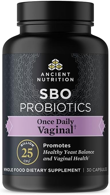 Probiótico de nutrición antigua para las mujeres, una vez probióticos diarios para la salud vaginal, 30ct, equilibrio saludable de levadura para la atención femenina, hecho con vinagre de arándano y manzana, 25 millones de UFC*
