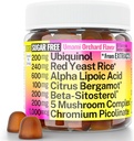 Levadura roja arroz Alfa Lipoico ácido Ubiquinol CoQ10 Citrus Bergamot Beta-Sitosterol Chromium Picolinate Sugar-Less Gummies w Lion's Mane Turkey Tail Reishi Cordyceps Chaga, Pills Capsules Suplemento Alt