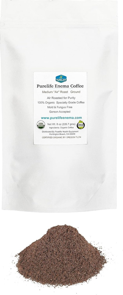 PureLife Enema Coffee- 1 Lb - Organic Gerson Specific - Ground - Mold & Fungus Gratis - Air Roasted Medium / Shipped Fresh- American Owned and Operated Desde 2012