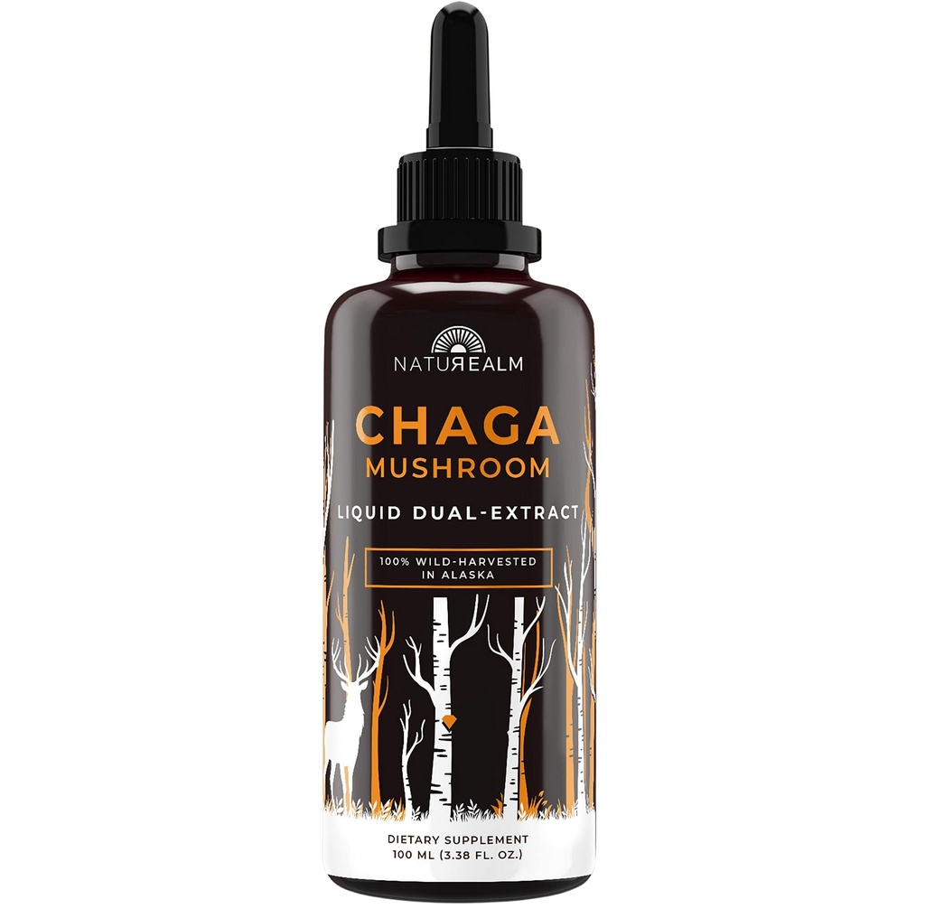 Naturealm Chaga Mushroom Suplemento de Tintura Líquida - Soporte Inmunitario, Boost Antioxidante " Pelo, Esquía, Salud de uñas, Vegan, No GMO – Cuerpos de Fruto Salvaje, 2 Month Supply