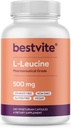 BESTVITE L-Leucine 500mg por cápsula (240 cápsulas vegetarianas) - No Stearates - No Fillers - No Flow Agents - Vegan - Non GMO - Gluten Free