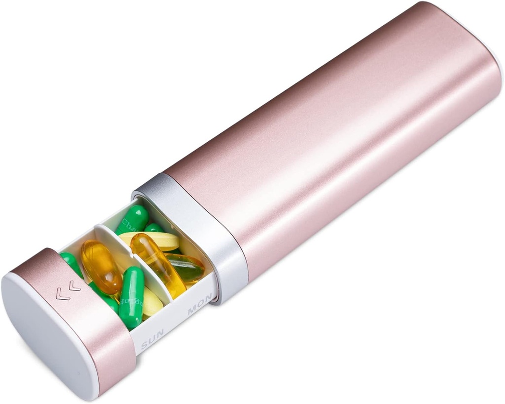 Organizador semanal de píldoras 7 Días, Caja de Píldora diaria, Caja de Píldora de Viajes, Cute Pill Holder to Hold Vitaminas, Medicamentos, Suplementos, Organizador de Píldoras(Pink)