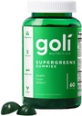 Goli SuperGreen Vitamin Gummy - 60 Cuenta - Vitaminas y Minerales Esenciales - Planta-Basada, Vegan, Libre de gluten & Gelatina Gratis - Salud desde el interior, Pack of 1