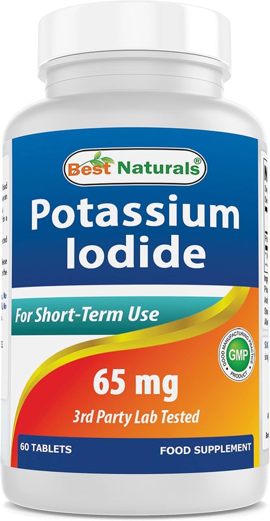 Best Naturals Potasio Iodide 65 mg - Suplemento dietético, 60 Tabletas (60 Cuenta (Pack of 1)) (1)