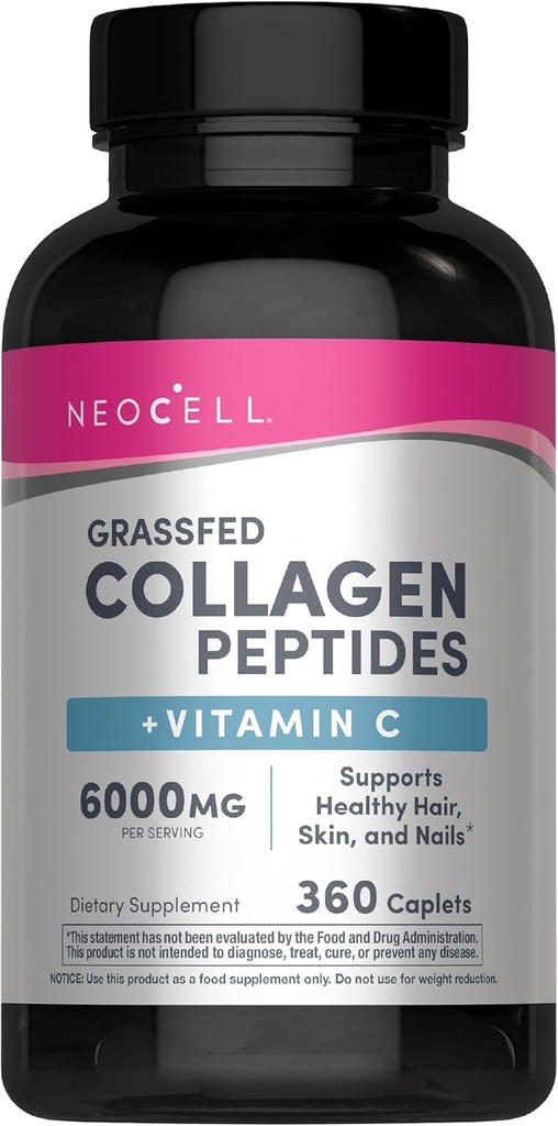 NeoCell Super Collagen Plus Vitamina C, Skin, Hair and Nails Suplemento, Incluye Antioxidantes, Tablet, 360 Cuenta, 1 Botella