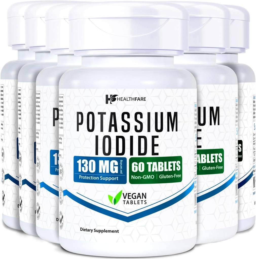 Potasio Iodide Tablets TEN 130 mg ANTE 360 Tablas de resolución rápida (6 Pack) ANTERI Ki Pills ANTE Larga Vida de estante ANTE No GMO