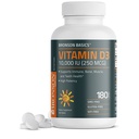 Vitamina Bronson D3 10,000 UI (250 MCG) para funciones musculares saludables y soporte inmunológico, no GMO, 180 tabletas