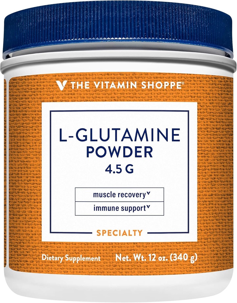 La Vitamina Shoppe L-Glutamina Powder 4.5G, Aminoácidos de forma libre, soporta la recuperación muscular & salud inmunitaria (12 onzas Polvo)