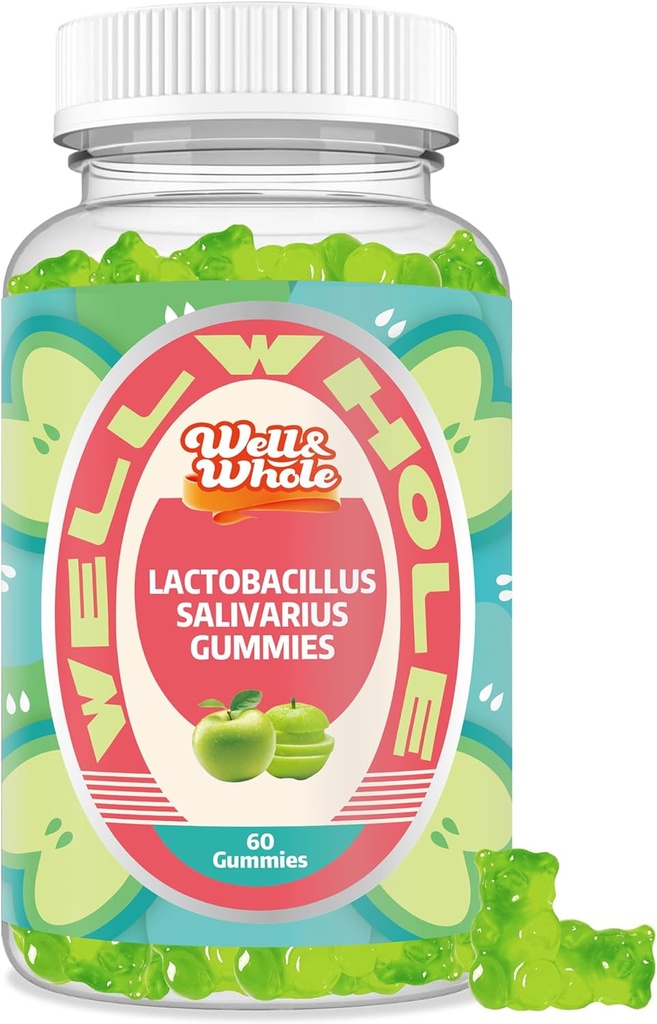Lactobacillus Salivarius Gummies 100 Billion CFU - Apoyo Salud Digestiva, Función Immune* y Bienestar Oral - No GMO, Vegan, 60 Condes