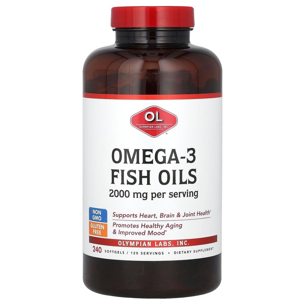 Laboratorios Olímpicos Omega-3 Aceites de pescado, 2.000 mg, 240 Softgels (1,000 mg por Softgel)