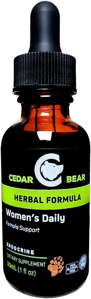 Cedar Bear Women's Support Daily a Liquid Herbal Supplement that Helps Support Healthy Menstrual Cycles, The Female Reproductive System, and Healthy Hormonal Function 1 Fl Oz