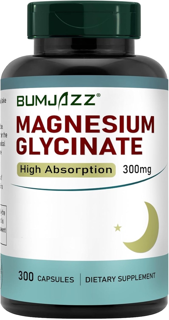 Magnesio Glycinate Suplemento - Magnesio Suplemento Magnesio Glycinate 300mg - 100% Chelated for High Absorption Vegan Essential Mineral Suplemento 300 cápsulas