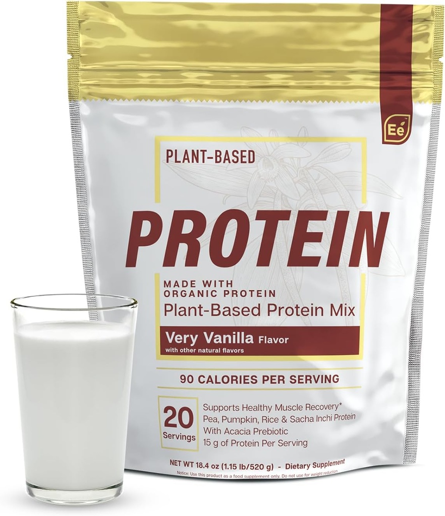Elementos esenciales Pea Protein Powder - Very Vanilla ← Bajo-carb Planta-Based Vegan Blend - Keto-Friendly and Gluten-Free TEN 20 Servings, 18oz