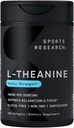 Sports Research® L-Theanine 200mg w / aceite de coco orgánico - Hecho con Suntheanine® para Focus, Relax & Alertness - Doble fuerza · No GMO · Gluten Free - 120 Softgels