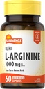 Sundance L-Arginine 1000mg Capsules Silencio 60 Cuenta Silencio Forma Libre Suplemento Aminoácidos Silencio No GMO y Gluten Suplemento gratuito
