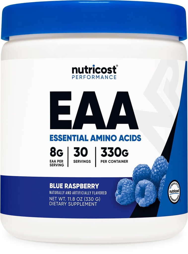 Nutricost EAA Powder 30 Servings (Blue Raspberry) - Aminoácidos esenciales - No GMO, Gluten Free, Vegetarian Friendly