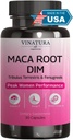 MACA Root + DIM Capsules for Women Performance - Equilibrio hormonal, Apoyo a la menopausia Fertilidad, Suplemento de la Mujer, 60 cápsulas Vegan