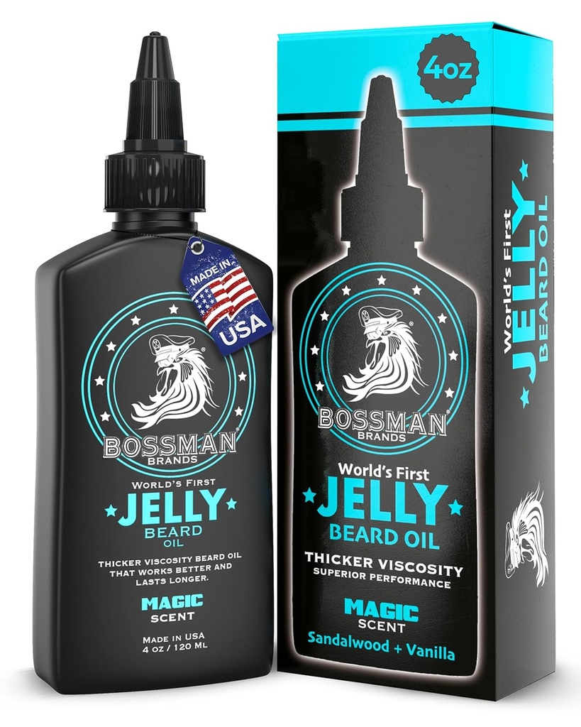 Bossman Jelly Beard Oil for Hombre (4 oz, Magic Scent) – Softens, Moisturizes > Condiciones con ingredientes naturales