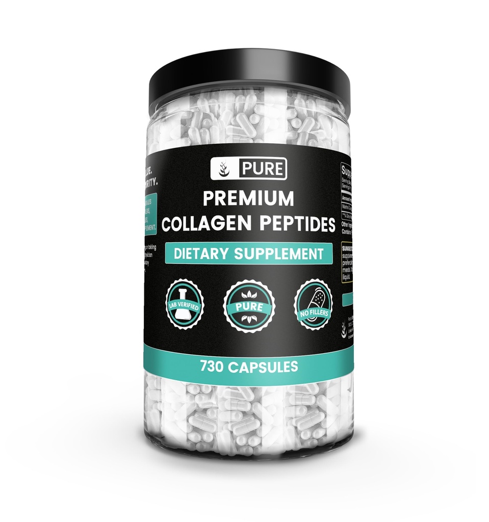 Ingredientes originales puros Pepturos colágeno (730 capsules) No hay magnesio o rifles de arroz, siempre puros, lab verificados
