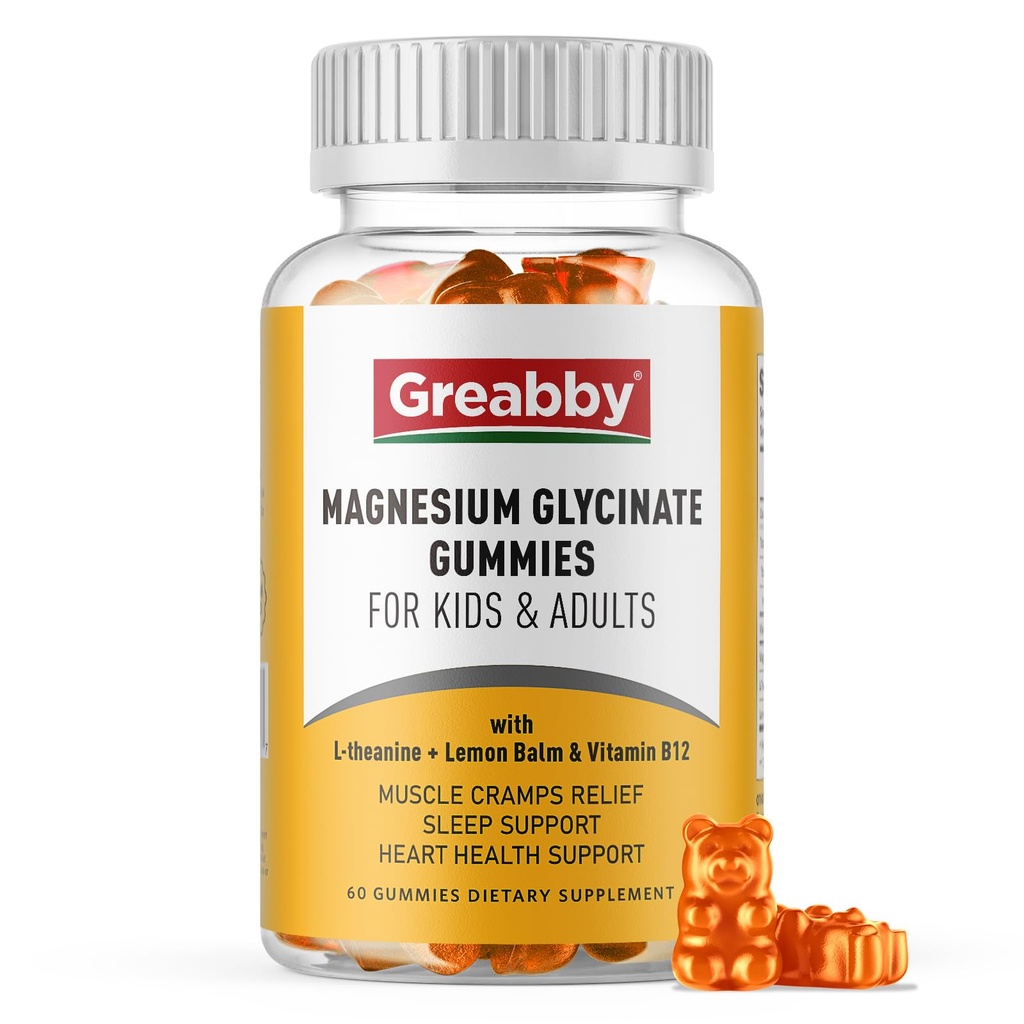Magnesium Glycinate Gummies for Kids &amp; Adults - Magnesium Glycinate 300mg Chewable Supplement - Promotes Sleep, Muscle, Relaxation (60Count)